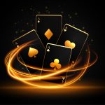 dark casino ace card gambling banner with light streak effect